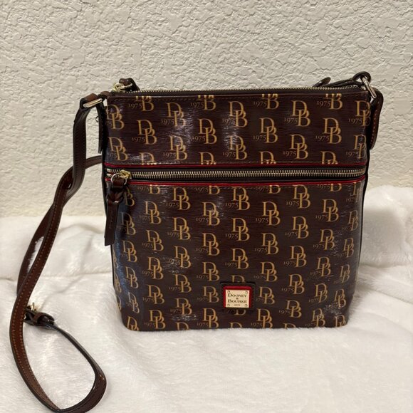 Dooney & Bourke Monogram Coated Canvas With Leather Trim  Bag - Picture 1 of 10